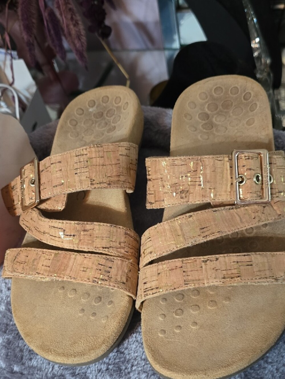 Vionic Slide Sandal w/ Touch of Gold Flecks & Textured Sole - Picture 8 of 8